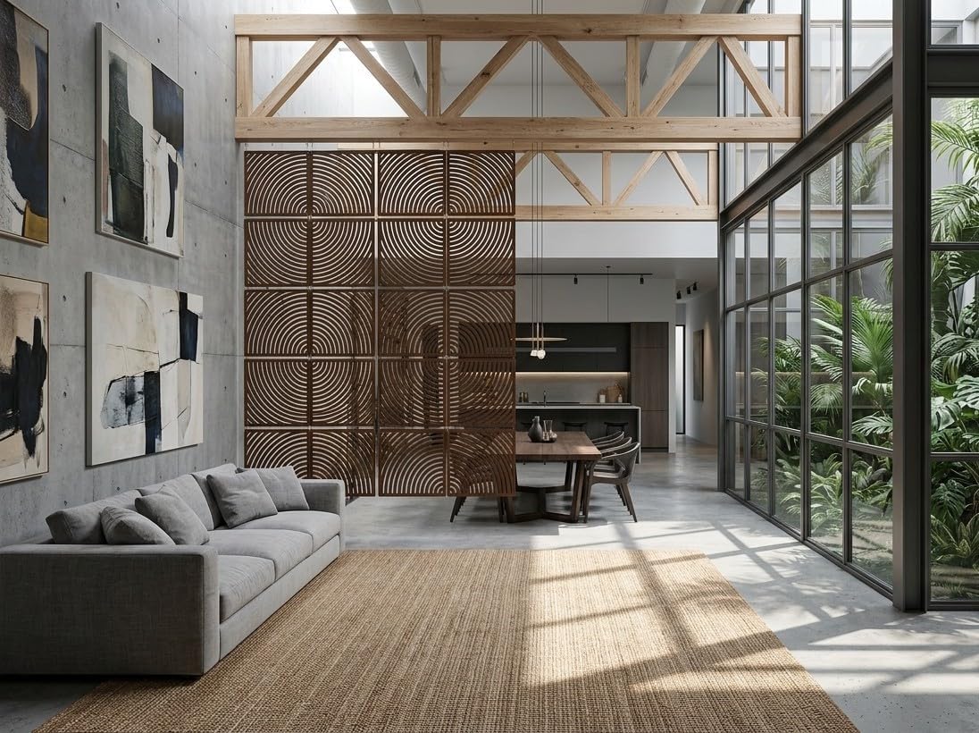 Dark Walnut 12 Panel Hanging Room Divider