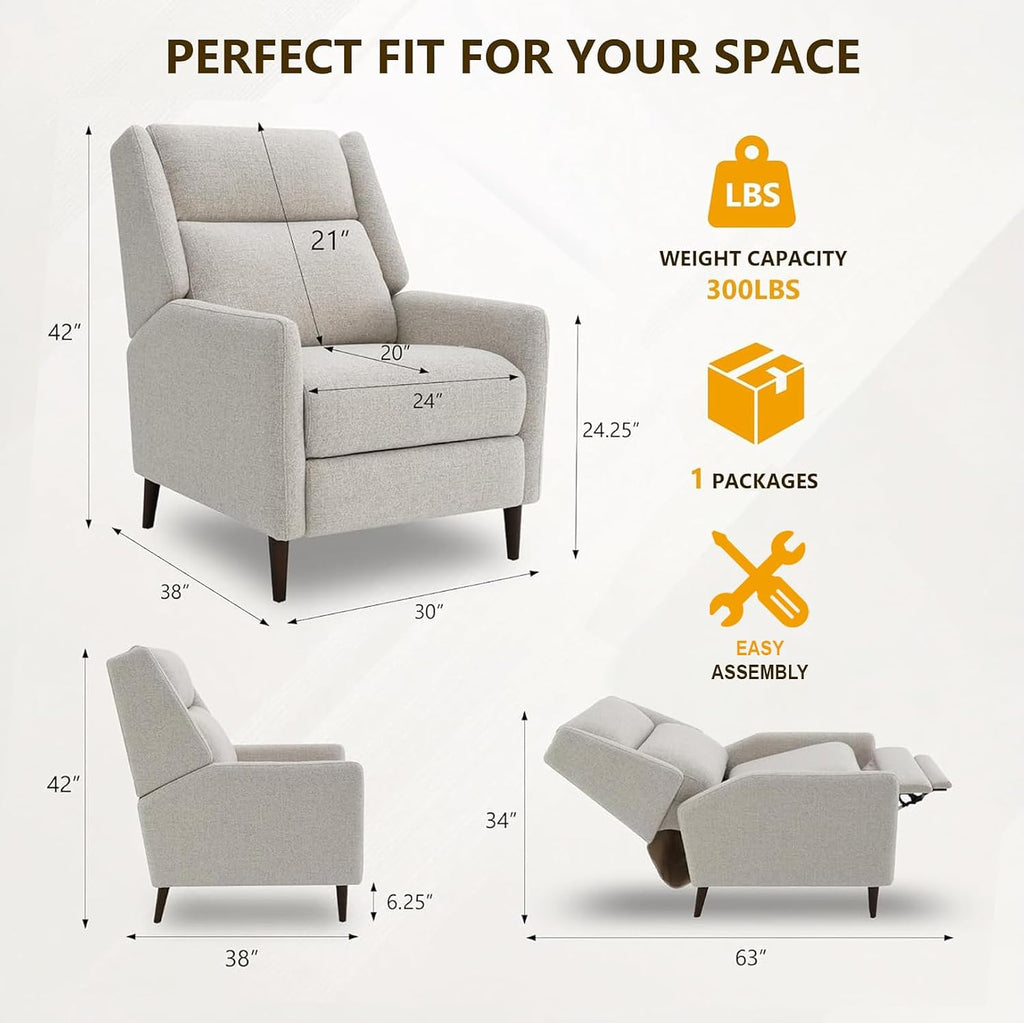 Beige Extra Wide Manual Recliner