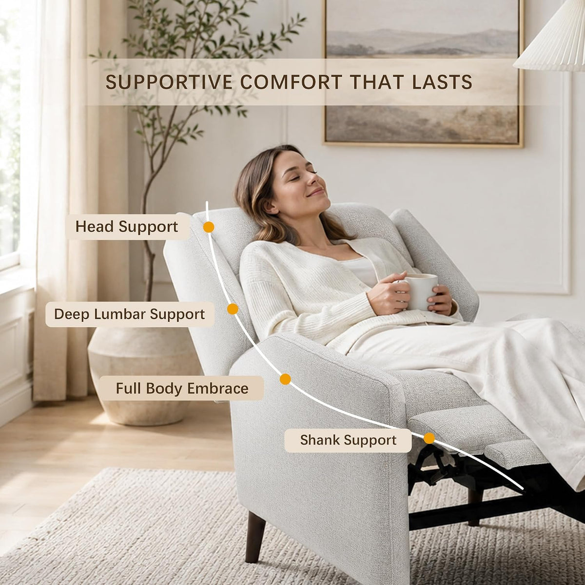 Beige Extra Wide Manual Recliner