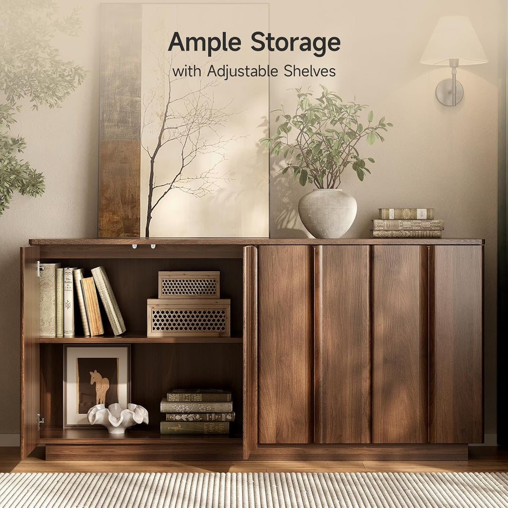 61" Walnut Sideboard Buffet