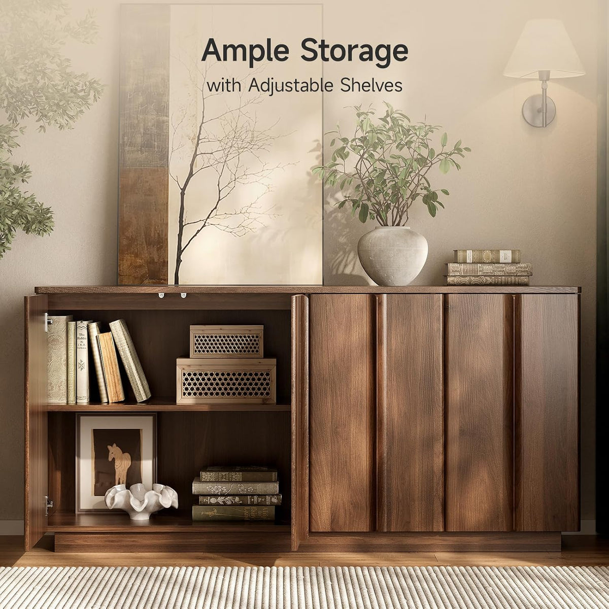 61" Walnut Sideboard Buffet