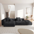 Black 119" L Shaped Modular Sofa