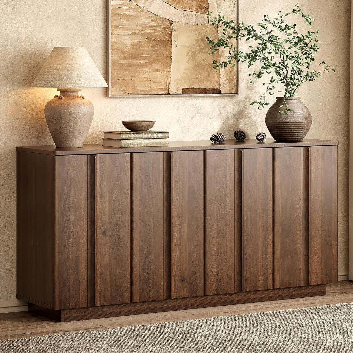 61" Walnut Sideboard Buffet