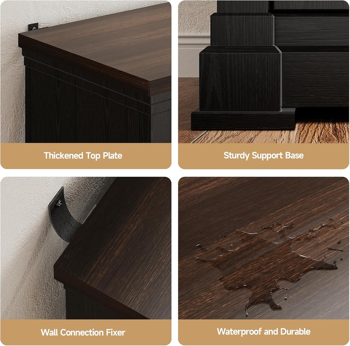 63" Black 4 Barn Doors Buffet