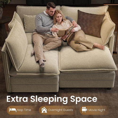 105" Oatmeal L Shaped Modular Cloud Sofa