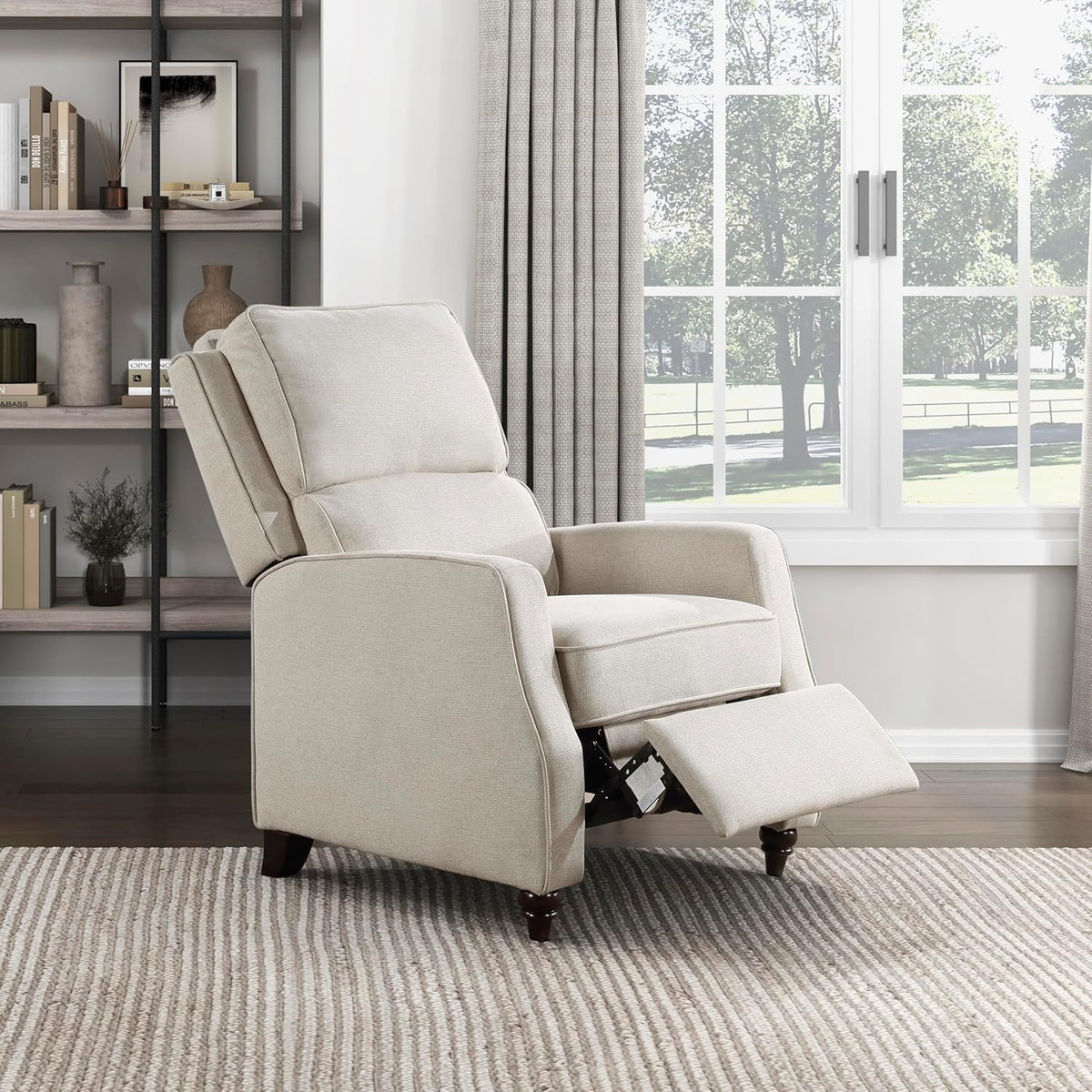 Beige Push Back Manual Recliner